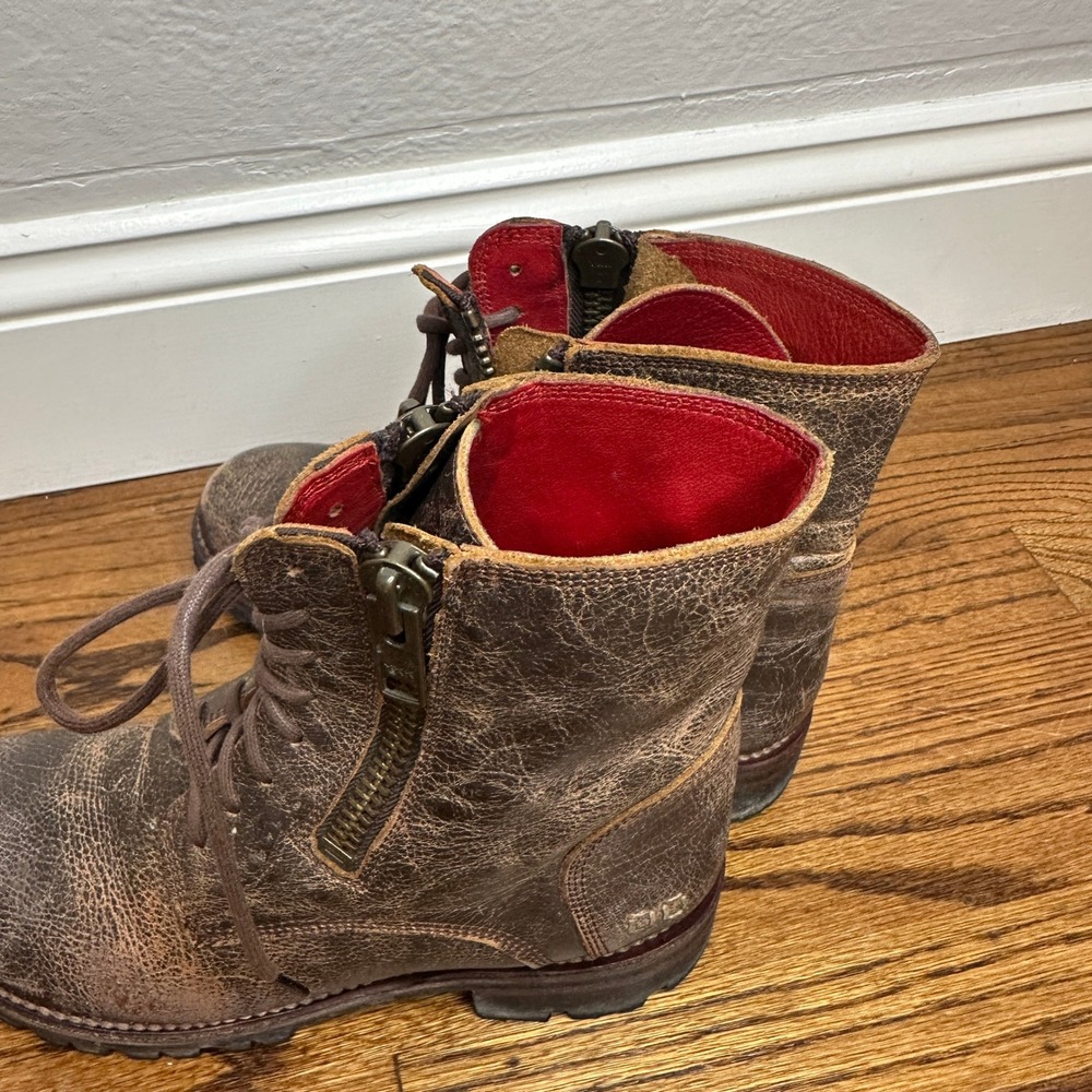 Bed Stu Tactic Trek Women's Combat Boots Brown Distressed Leather Vibram Size 8 - Picture 10 of 11